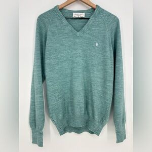 Christian Dior Sweater Womens Sz Medium Green Vintage Logo Designer Luxury Soft